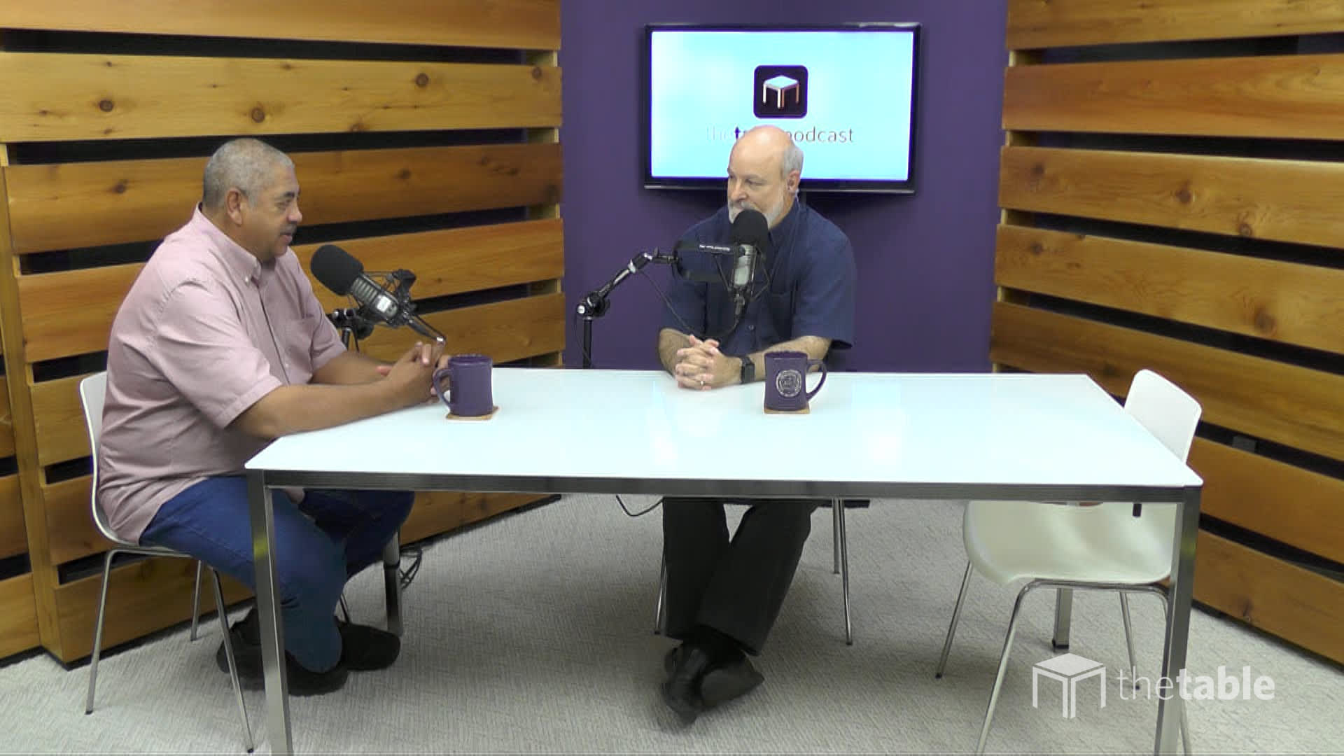 Dr. Bock and guest recording The Table podcast