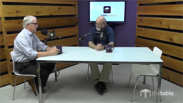 Dr. Bock and guest recording The Table podcast