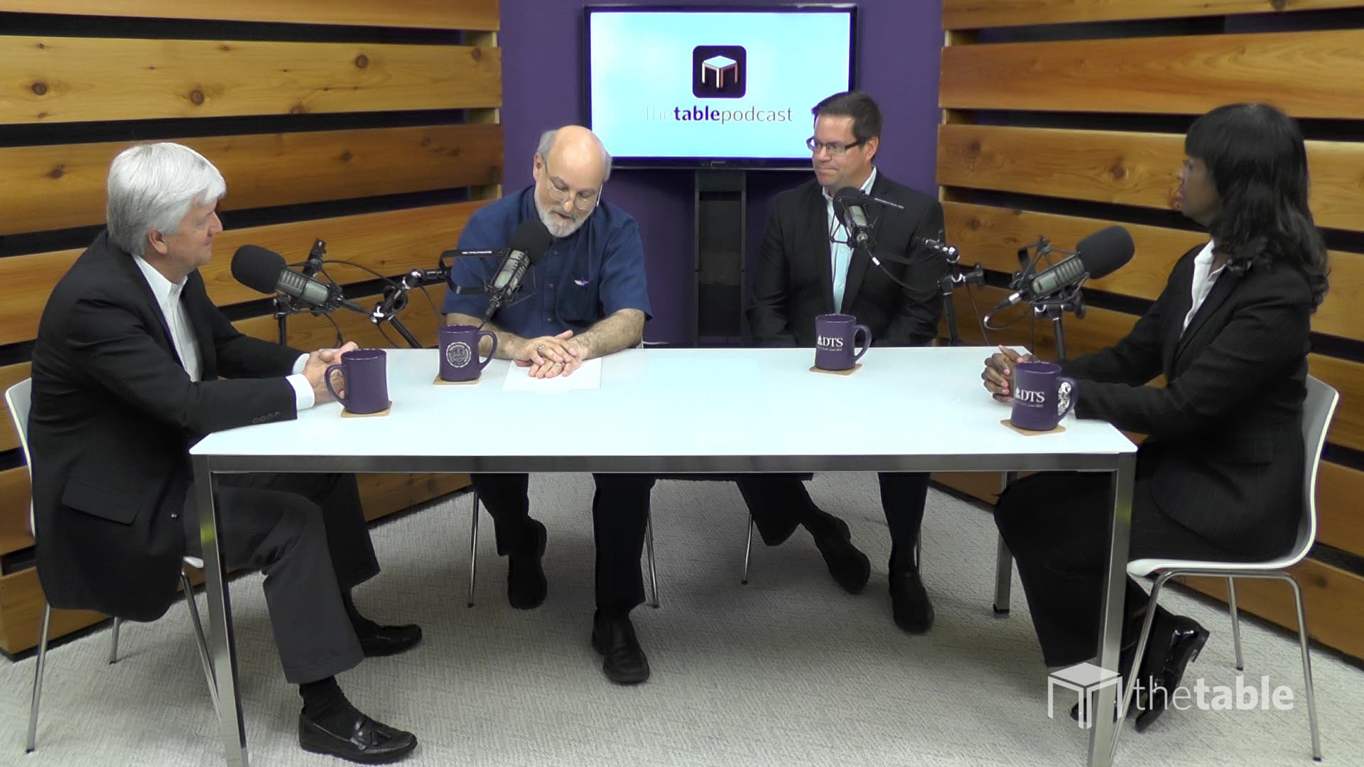 Dr. Bock and guests recording The Table podcast