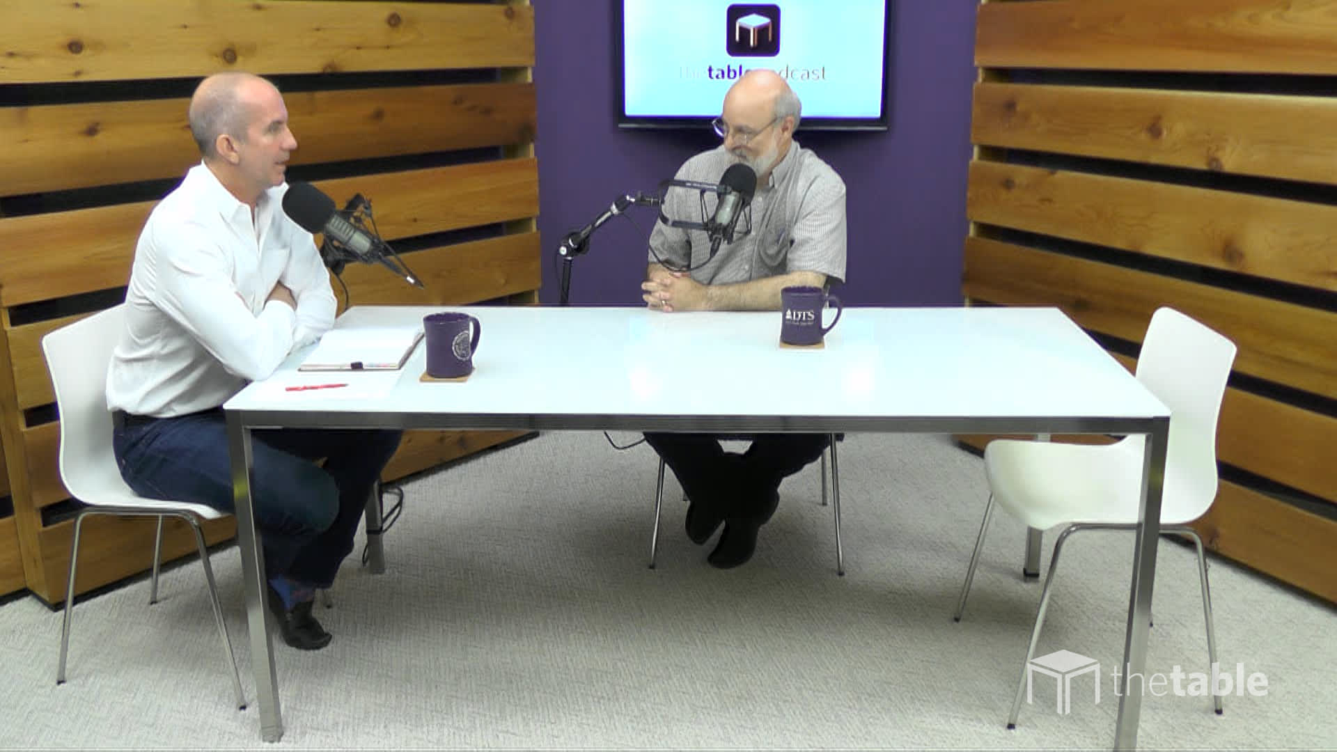 Dr. Bock and guest recording The Table podcast