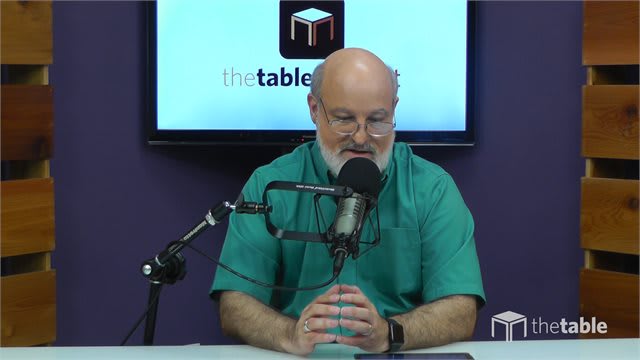 Dr. Bock recording The Table podcast
