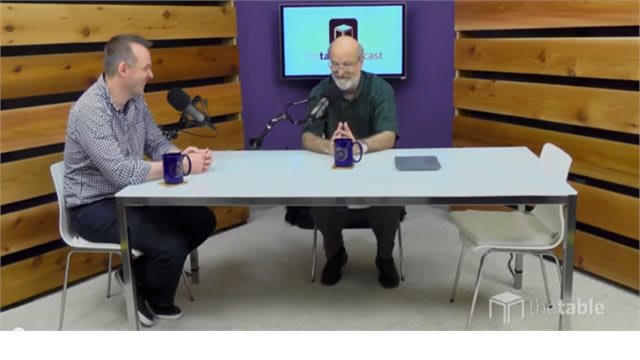 Dr. Bock and guest recording The Table podcast