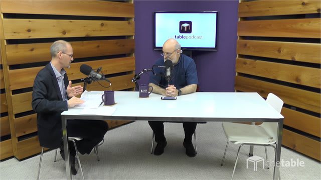 Dr. Bock and Dr. Svigel recording The Table podcast