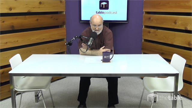 Dr. Bock recording The Table podcast