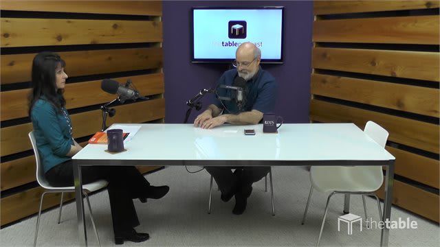 Dr. Bock and guest recording The Table podcast
