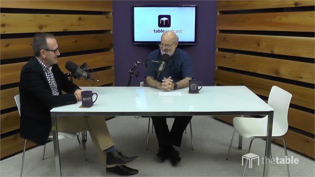 Dr. Bock and guest recording The Table podcast