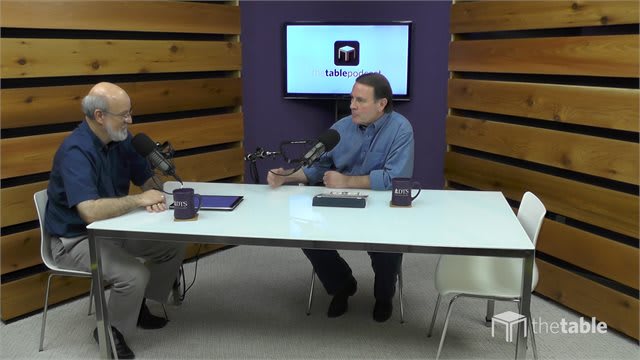 Dr. Bock and guest recording The Table podcast