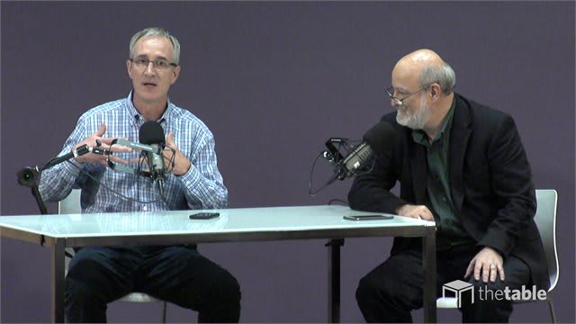 Dr. Bock and guest recording The Table podcast