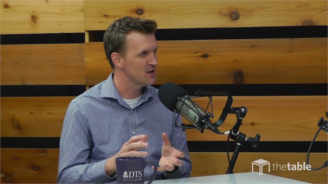John Dyer recording The Table podcast