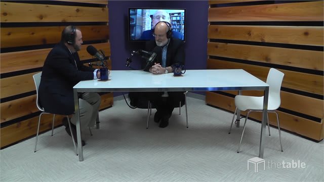 Dr. Bock and guest recording The Table podcast