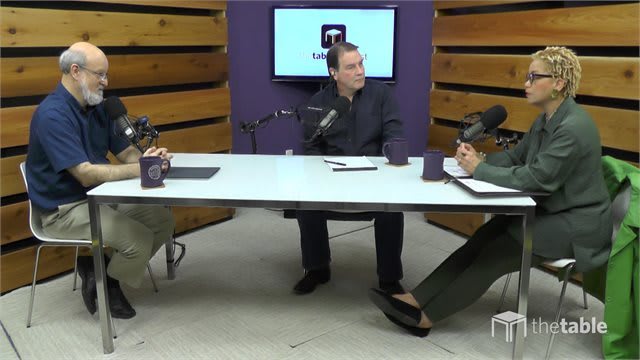 Dr. Bock and guests recording The Table podcast