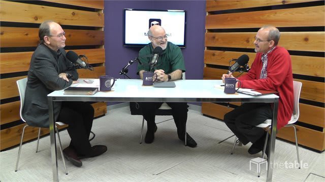 Dr. Bock, Dr. Svigel, and Dr. Horrell recording The Table podcast