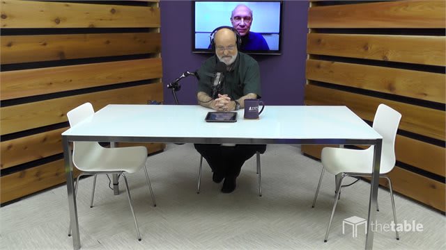 Dr. Bock recording The Table podcast
