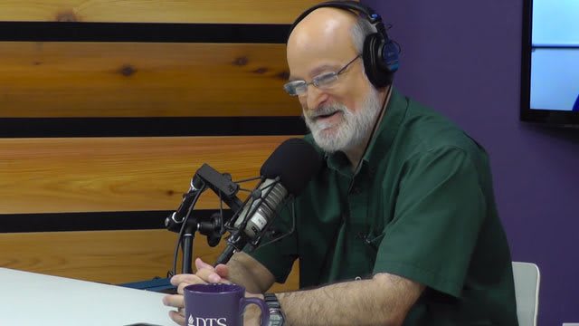 Dr. Bock recording The Table podcast