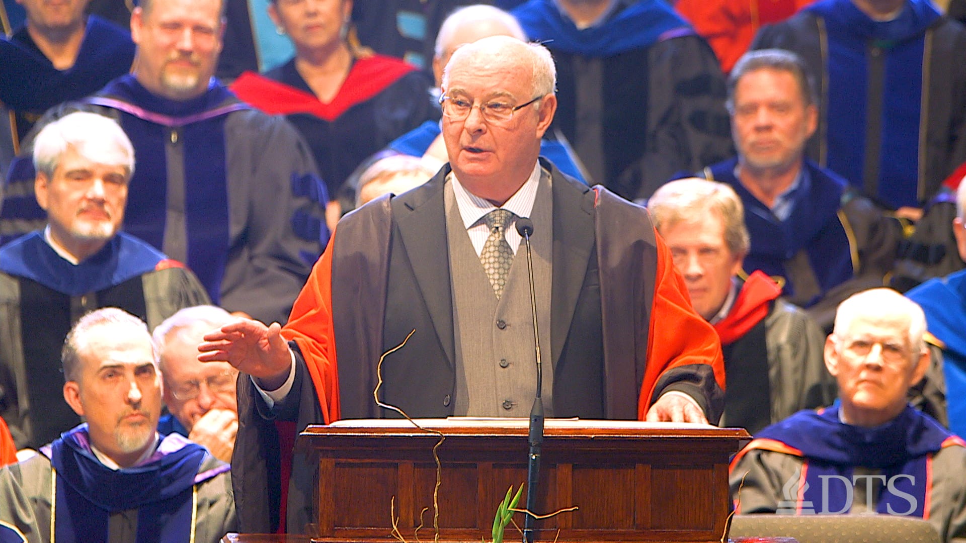 man speaking at podium during DTS Commencement 2019