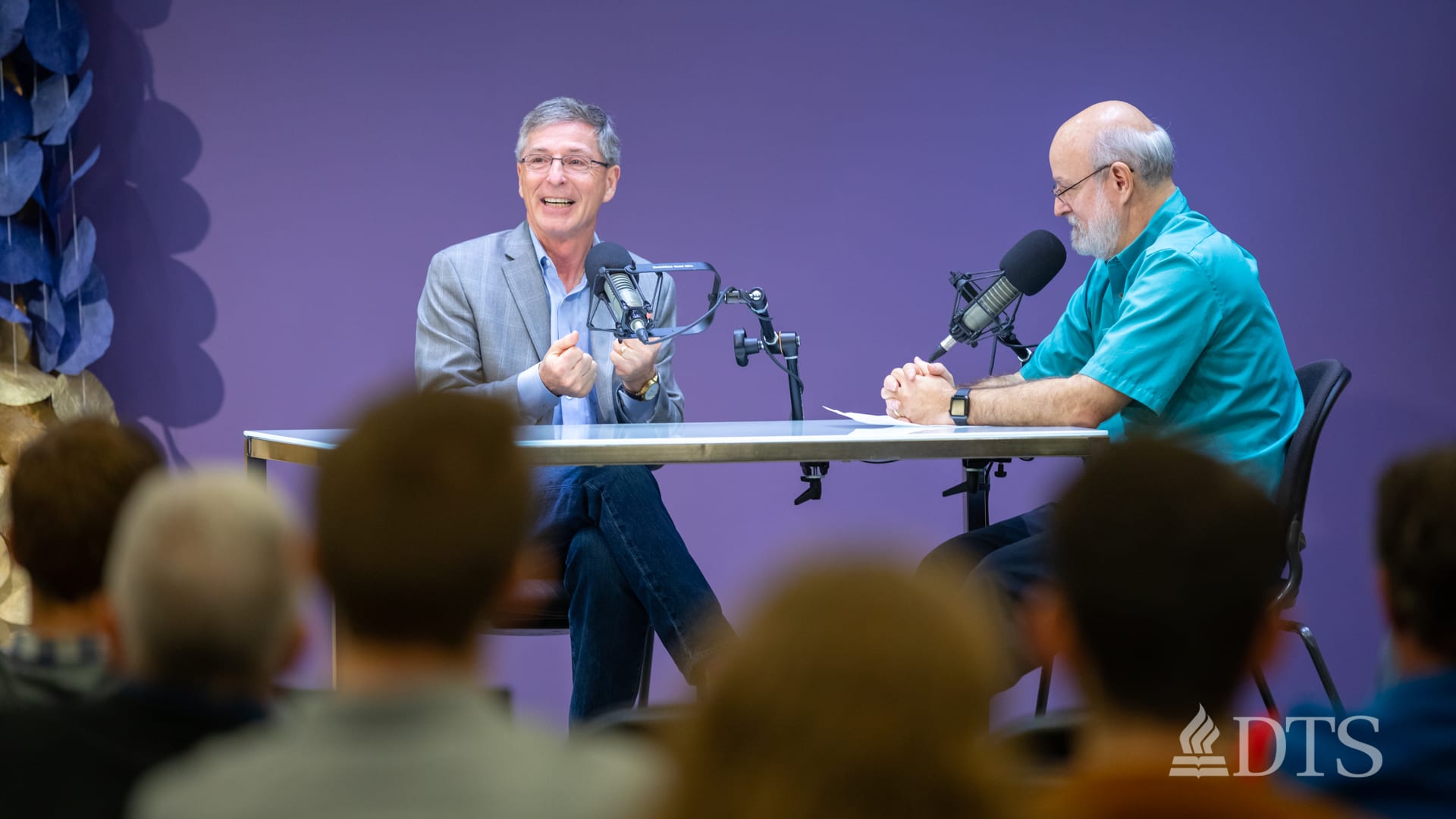 Dr. Bock and Tom Nelson recording The Table podcast