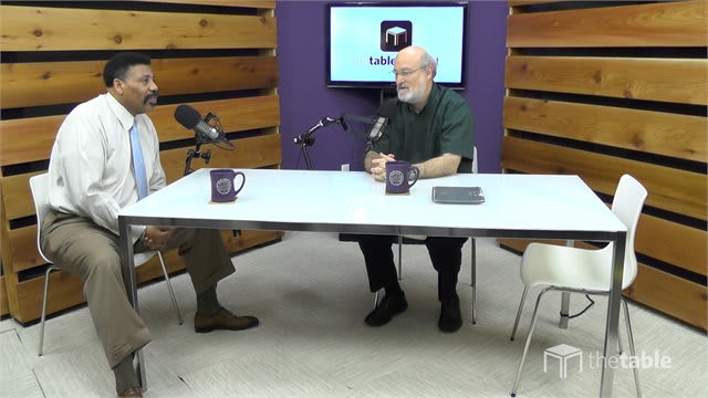 Dr. Bock and Dr. Tony Evans recording The Table podcast