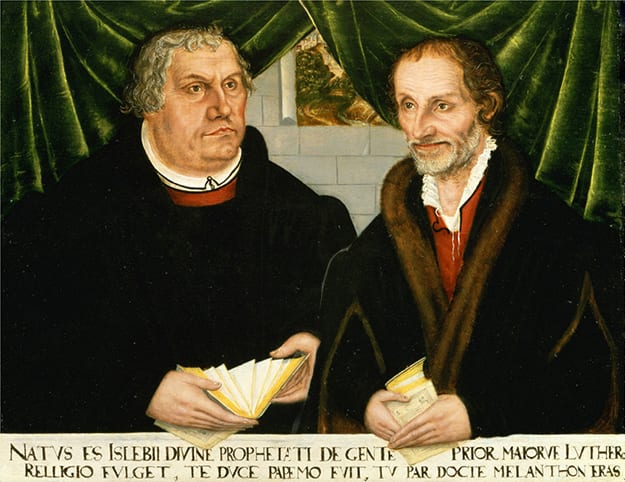 Martin Luther seated with Philip Melanchthon
