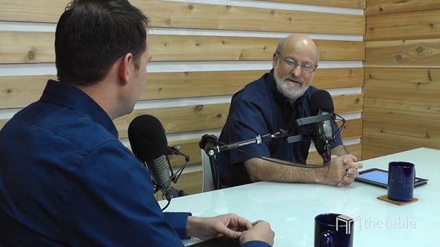Dr. Bock and guest recording The Table podcast