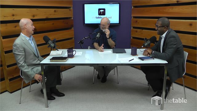 Dr. Bock and guests recording The Table podcast