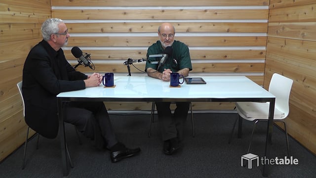 Dr. Bock and guest recording The Table podcast