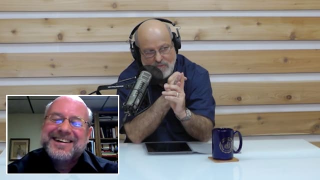 Dr. Bock and guest recording The Table podcast