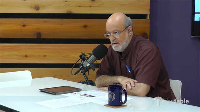 Dr. Bock recording The Table podcast