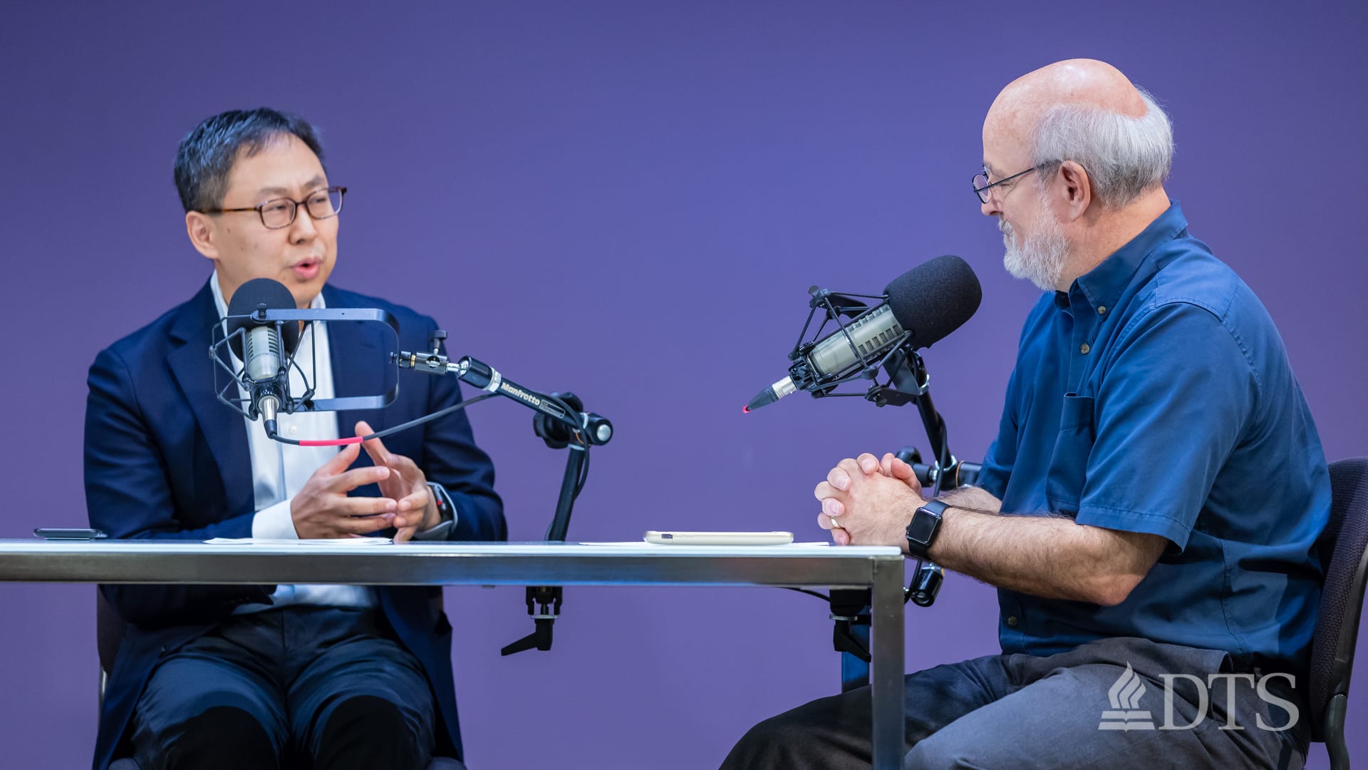 Dr. Bock and guest recording The Table podcast