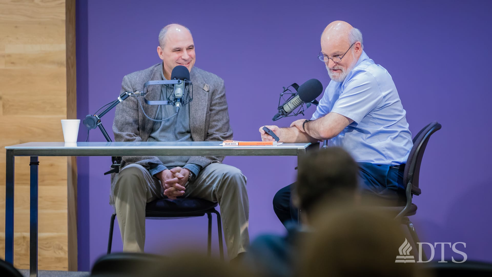 Dr. Bock and guest recording The Table podcast