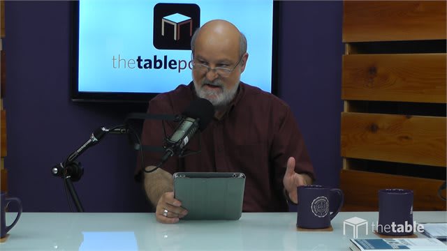 Dr. Bock recording The Table podcast