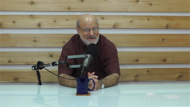 Dr. Bock recording The Table podcast