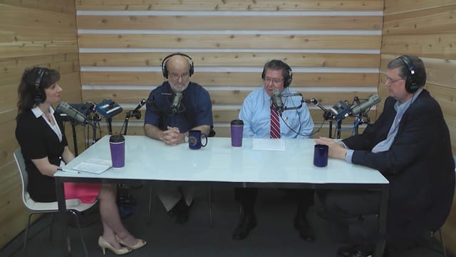 Dr. Bock, Dr. Bailey, and guests recording The Table podcast