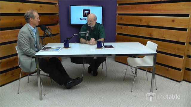 Dr. Bock and guest recording The Table podcast