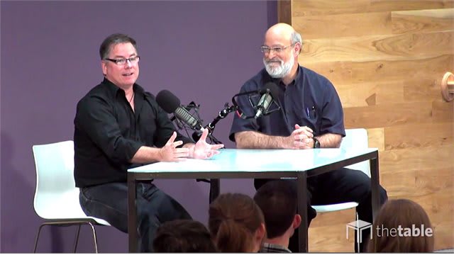 Dr. Bock and guest recording The Table podcast