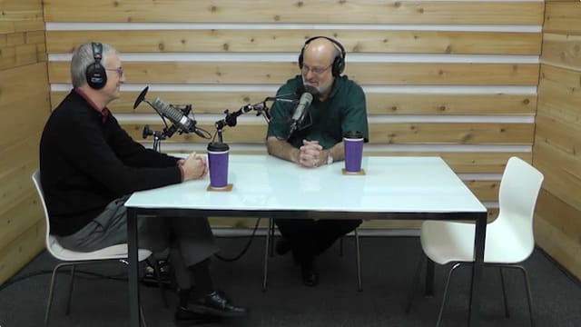 Dr. Bock and guest recording The Table podcast