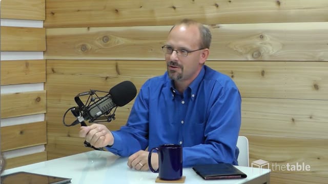 Dr. Svigel recording The Table podcast