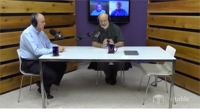 Dr. Bock and guest recording The Table podcast