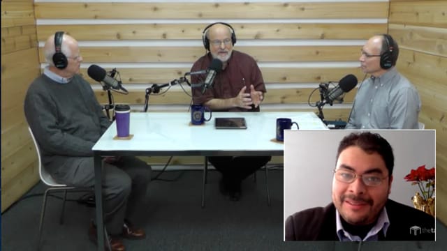 Dr. Bock and guests recording The Table podcast