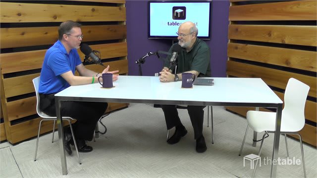 Dr. Bock and guest recording The Table podcast