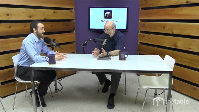Dr. Bock and guest recording The Table podcast