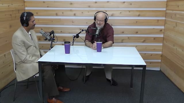 Dr. Bock and Dr. Ramesh Richard recording The Table podcast