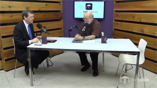 Dr. Bock and guest recording The Table podcast