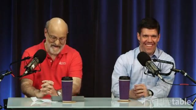 Dr. Bock and guest recording The Table podcast