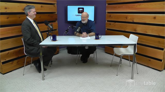 Dr. Bock and guest recording The Table podcast