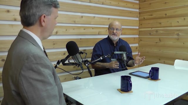 Dr. Bock and guest recording The Table podcast