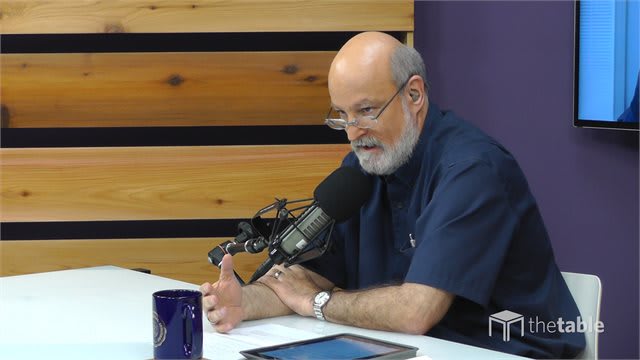 Dr. Bock recording The Table podcast