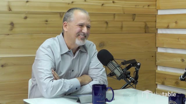 Dr. Kreider recording The Table podcast