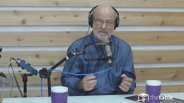 Dr. Bock recording The Table podcast