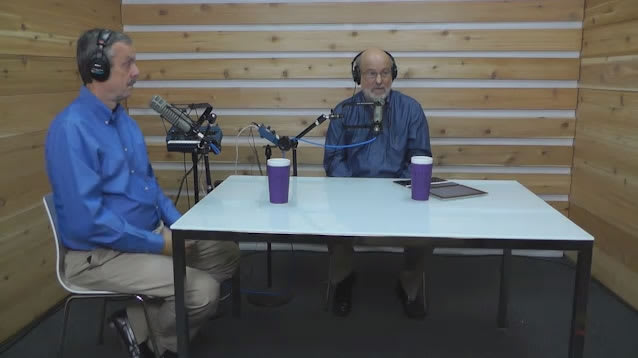 Dr. Bock and guest recording The Table podcast
