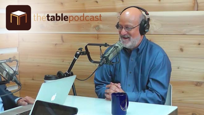 Dr. Bock recording The Table podcast
